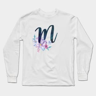 Floral Monogram M Pretty Lilac Bouquet Long Sleeve T-Shirt